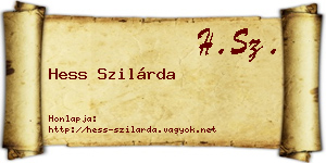 Hess Szilárda névjegykártya